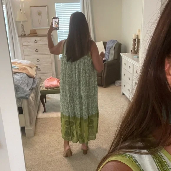 Green Patterned Maxi Dress - Picture 4 of 6
